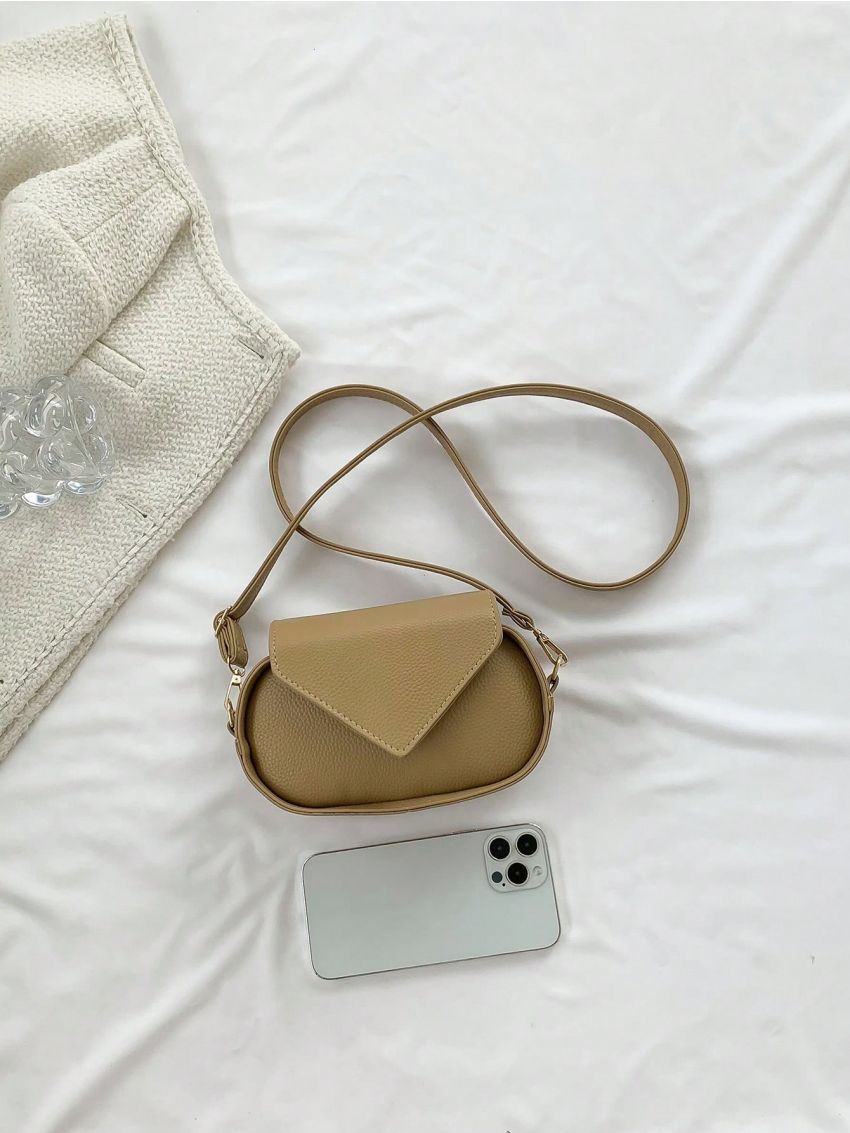 Mini Novelty Bag PU Flap Brown Litchi Embossed