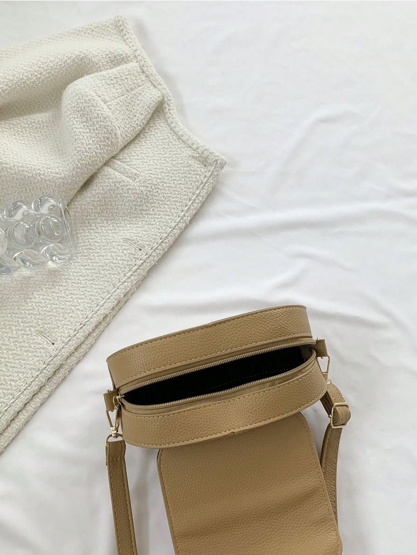 Mini Novelty Bag PU Flap Brown Litchi Embossed