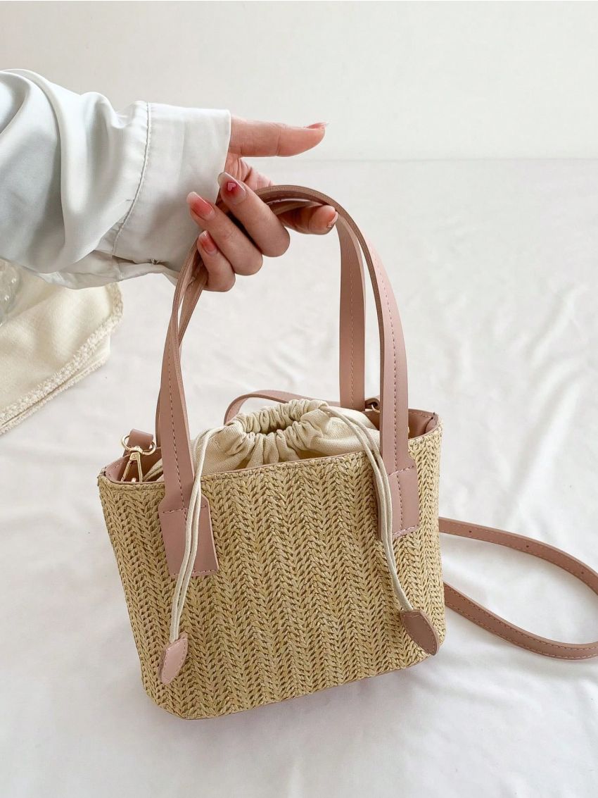 Drawstring Straw Bag Vacation