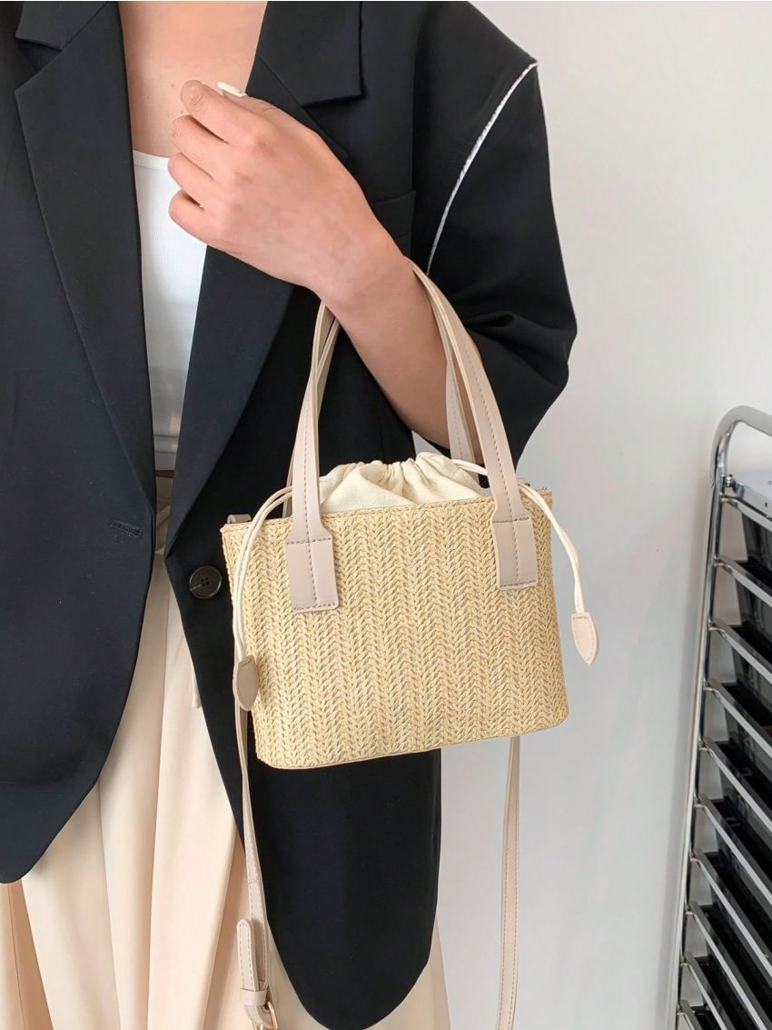 Drawstring Straw Bag Vacation