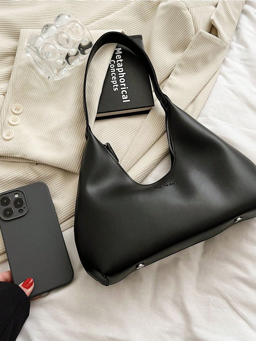 Medium Hobo Bag Black Fashionable Top Handle For Daily