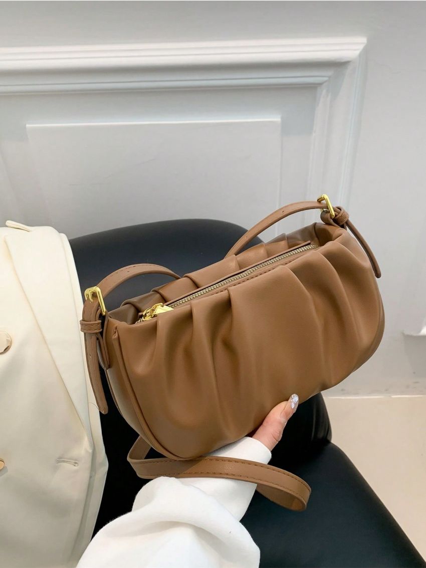 Fashion Solid Color Ruched Bag Baguette Bag Women's Bag Shoulder Bag