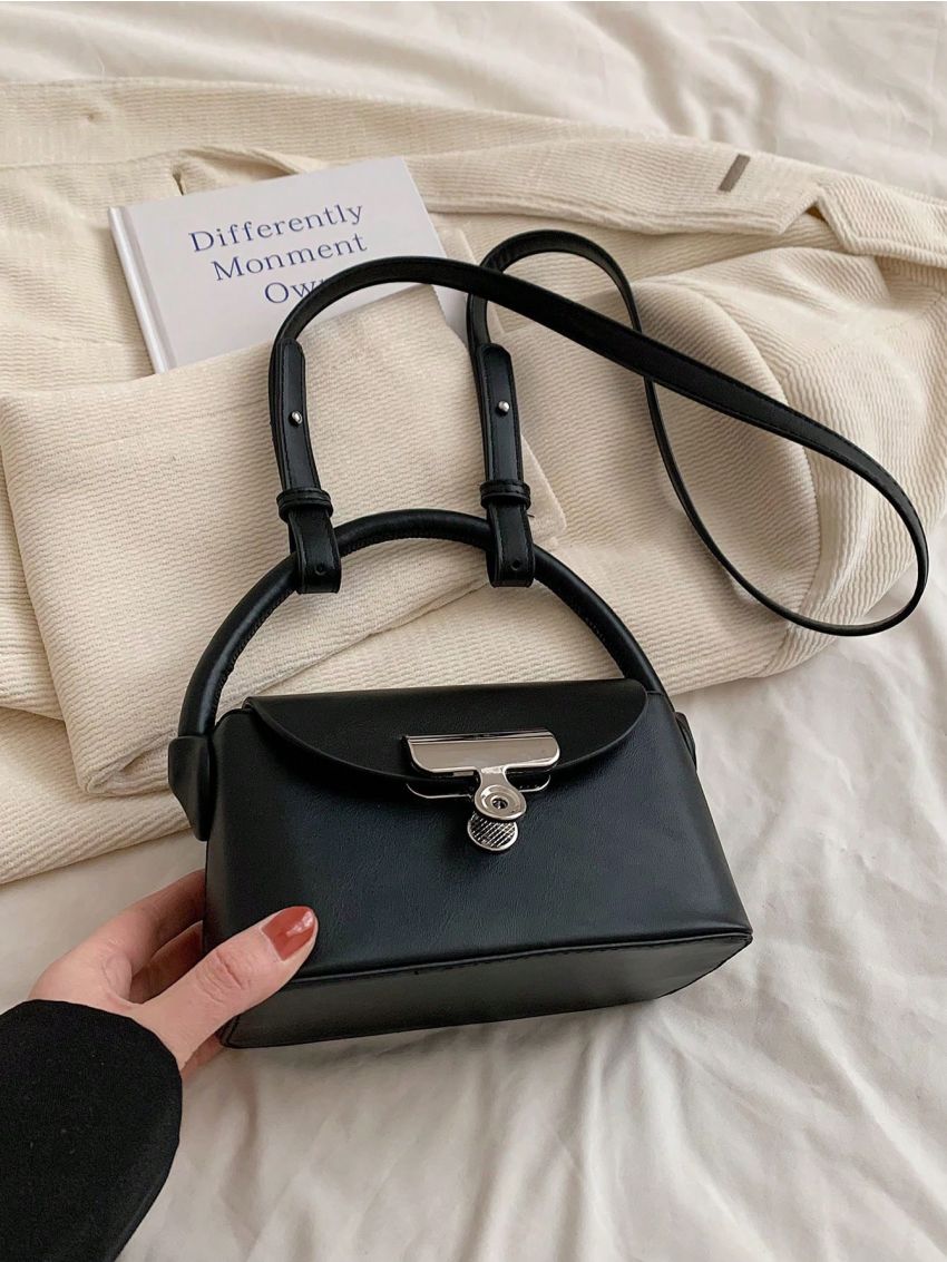 Mini Bucket Bag Metal Decor Black