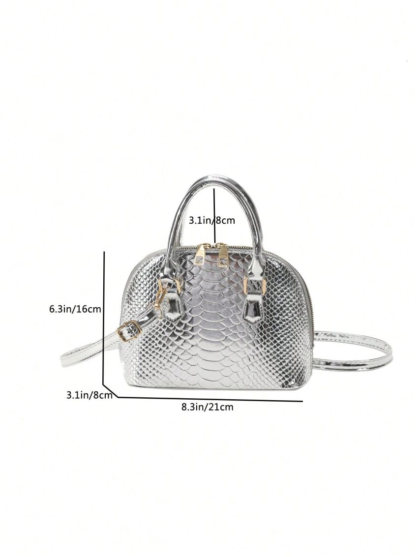 Small Dome Bag Snakeskin Embossed Metallic Funky