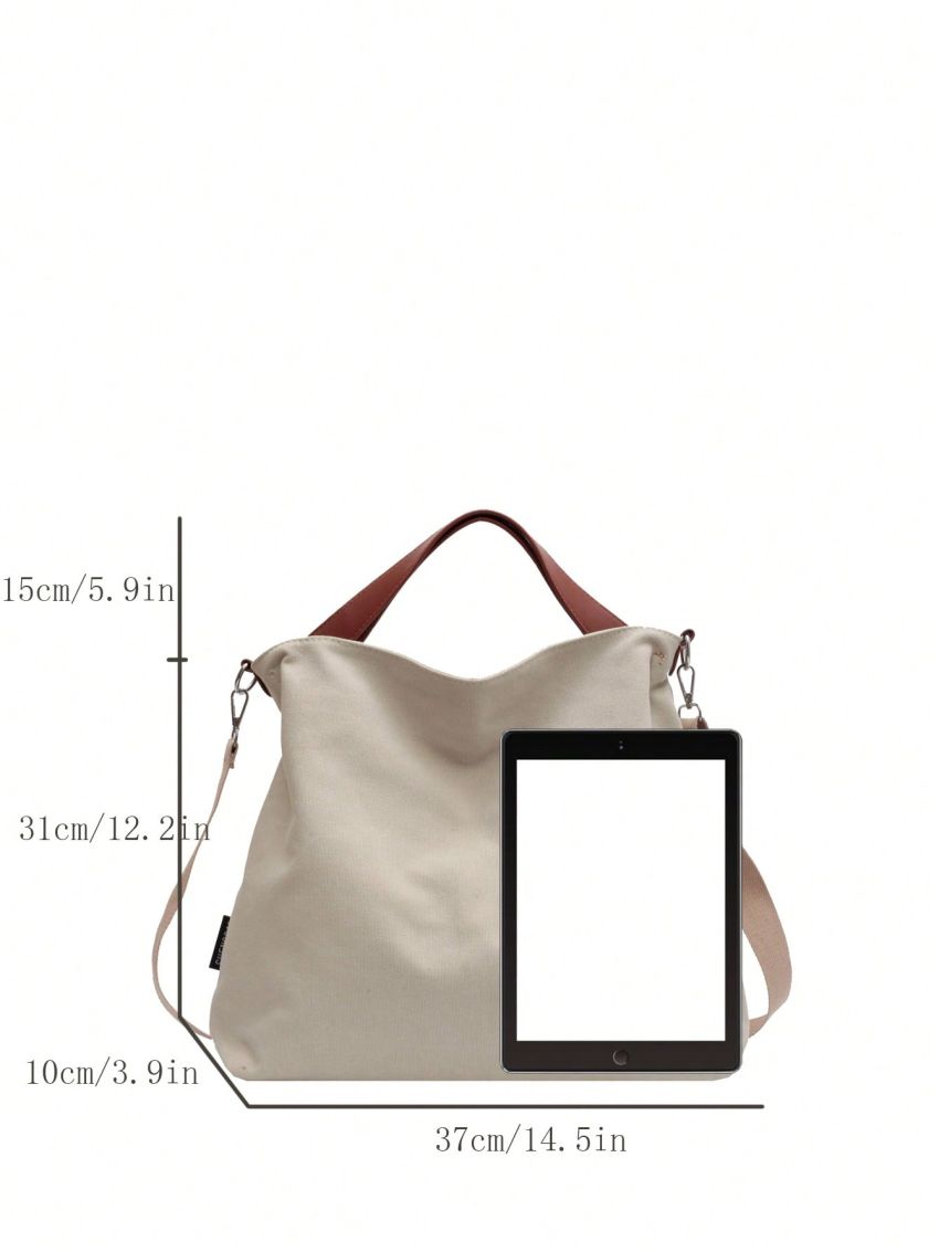 Simple Canvas Shoulder Bag, Medium All-Match Satchel Bag, Trendy Crossbody Bag