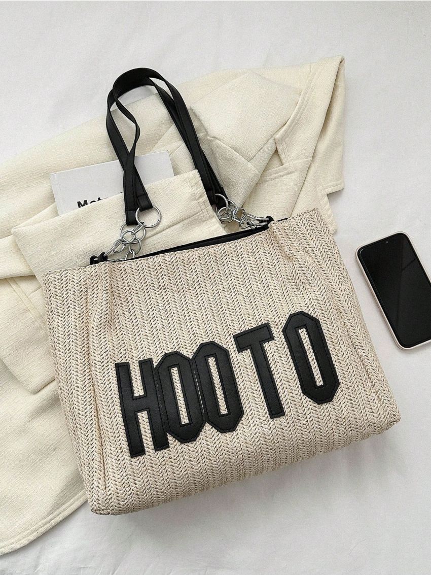New Straw Knitted Casual Holiday Style Women's Shoulder Bag Tote Bag