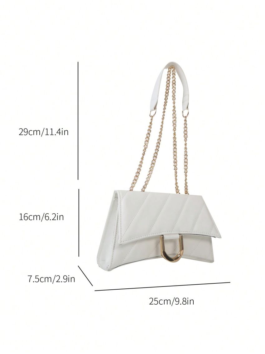 Quilted Square Bag Medium Metal Decor Flap