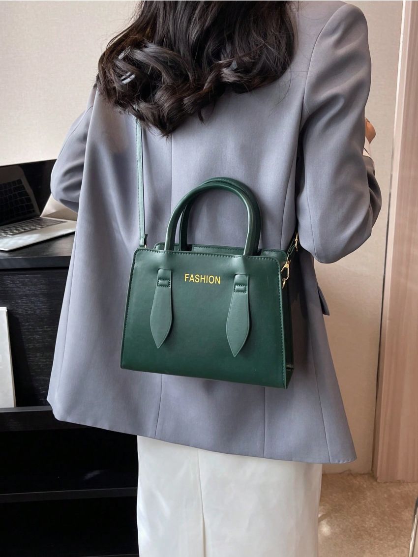 Small Square Bag Letter Pattern Double Handle