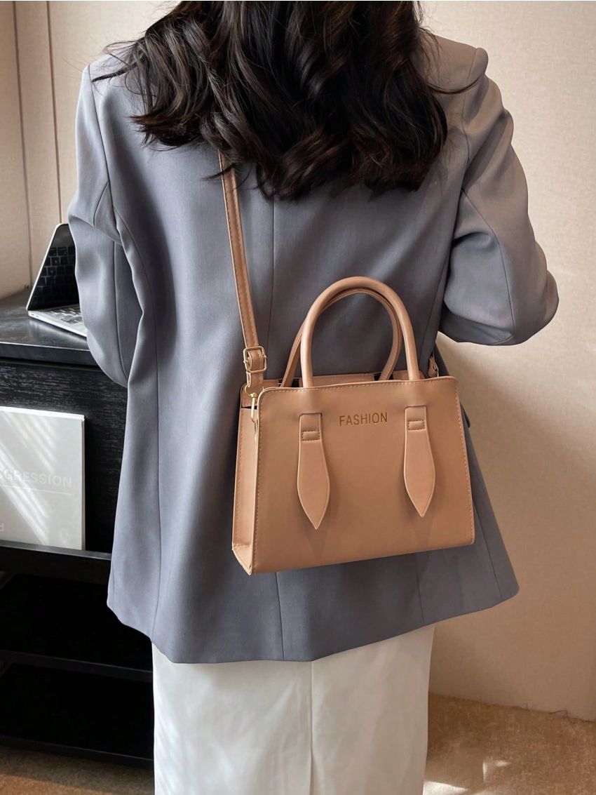 Small Square Bag Apricot Double Handle For Daily