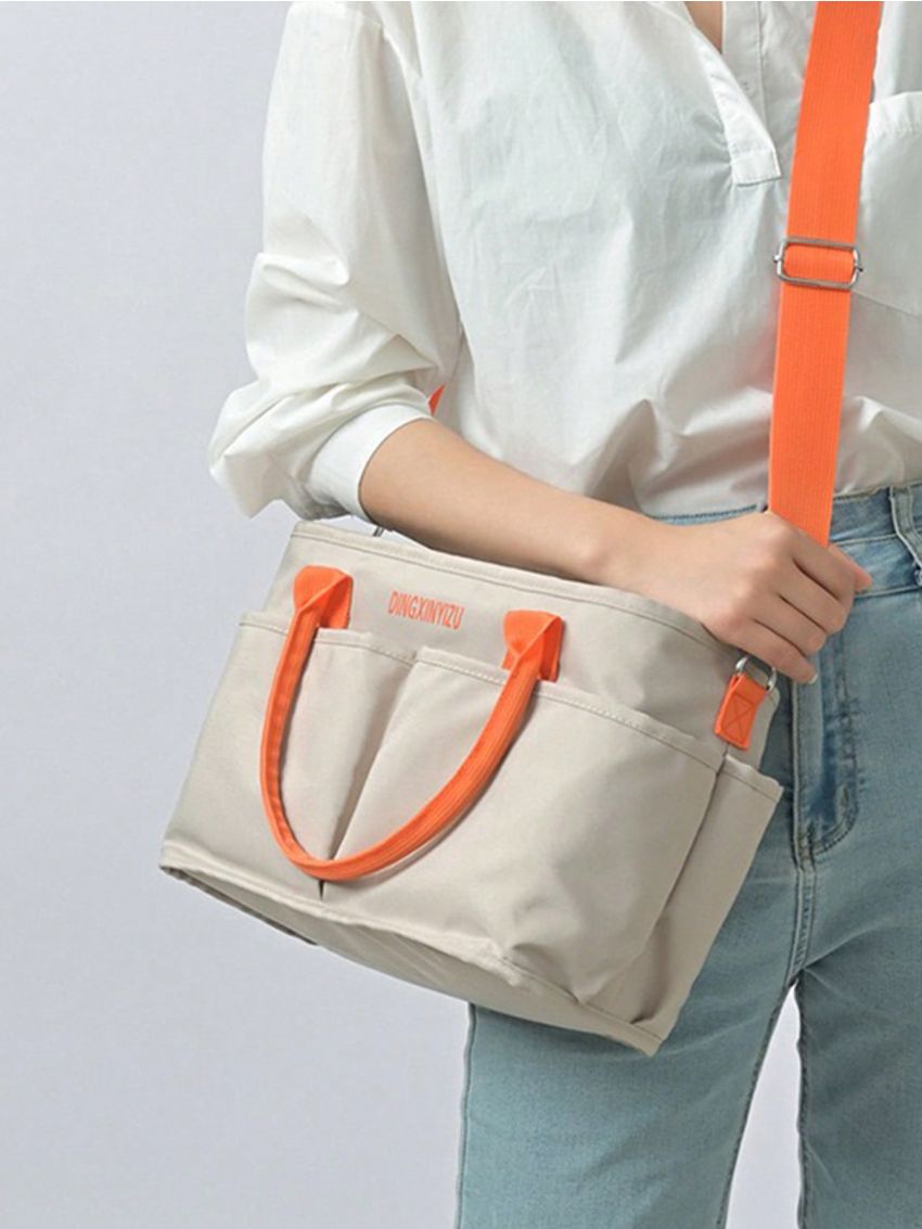 Letter Graphic Insulated Lunch Bag Multi-Pocket