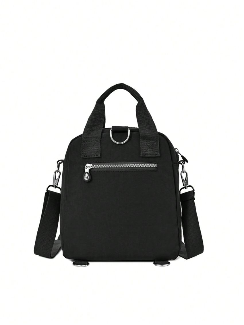 Small Square Bag Letter Patch Decor Double Handle Nylon