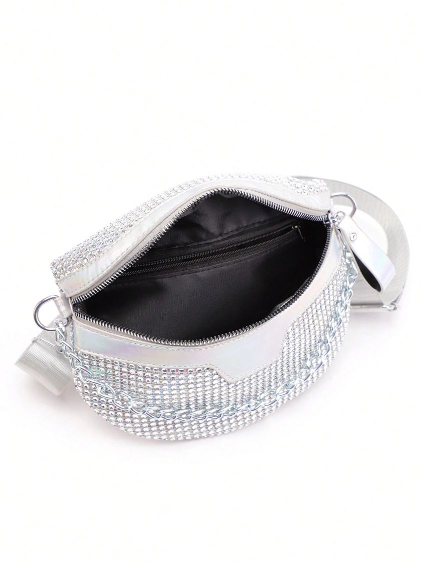 Rhinestone Decor Fanny Pack Medium Zipper