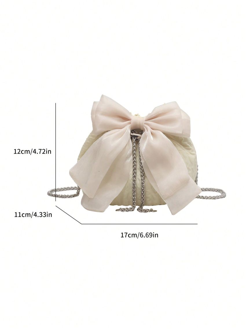 Minimalist Bucket Bag Mini Bow Decor