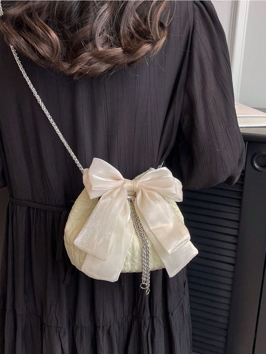 Minimalist Bucket Bag Mini Bow Decor