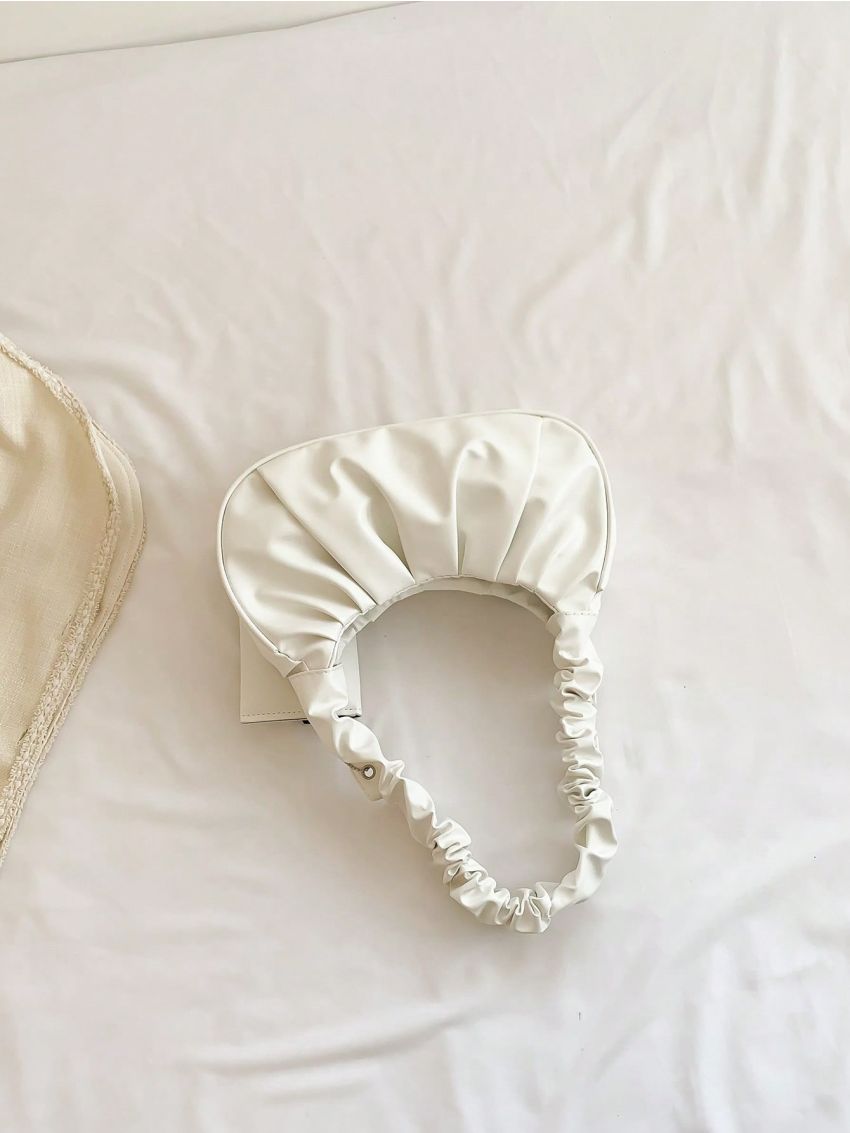 Minimalist Ruched Bag White With Coin Purse