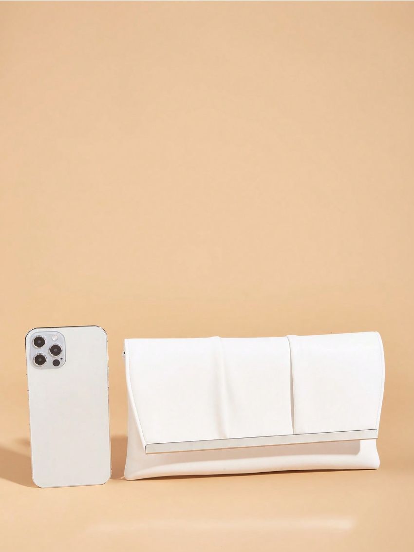 Metal Decor Envelope Bag Ruched Detail