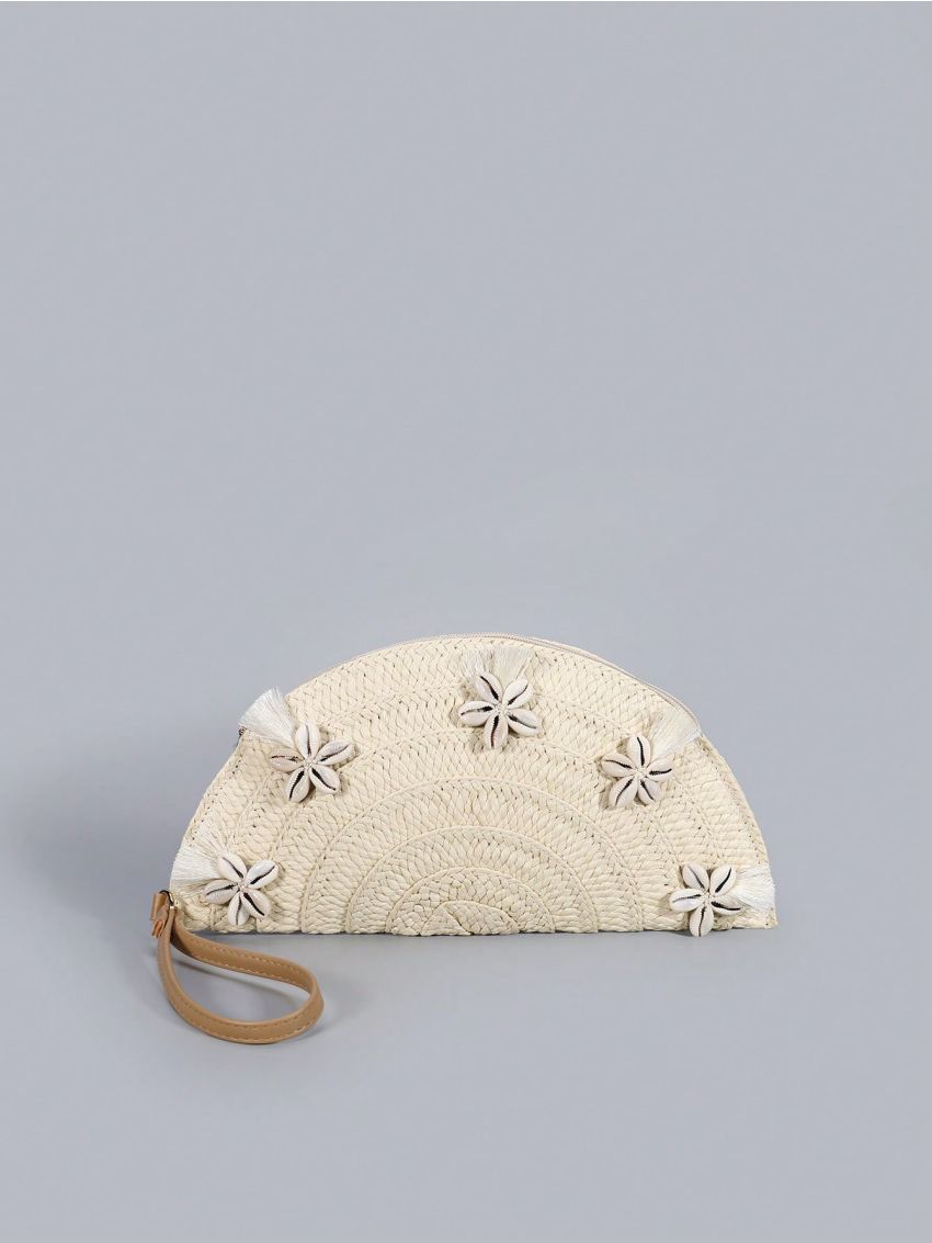 Shell Decor Straw Bag Paper