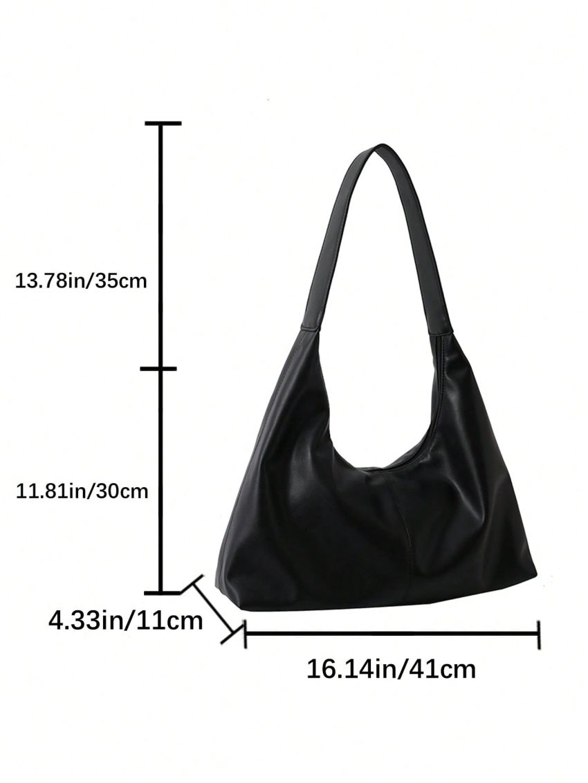 Black Hobo Bag Minimalist Large Capacity Top Handle