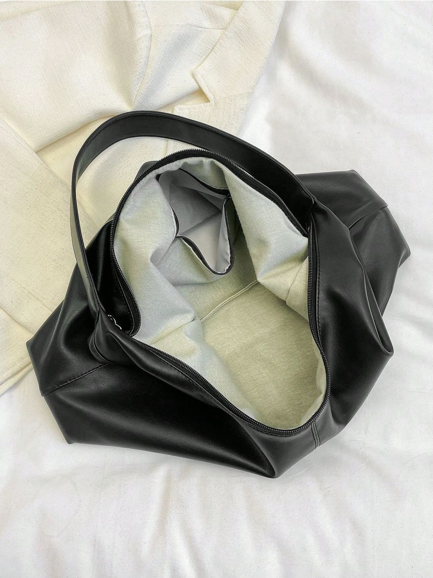 Black Hobo Bag Minimalist Large Capacity Top Handle