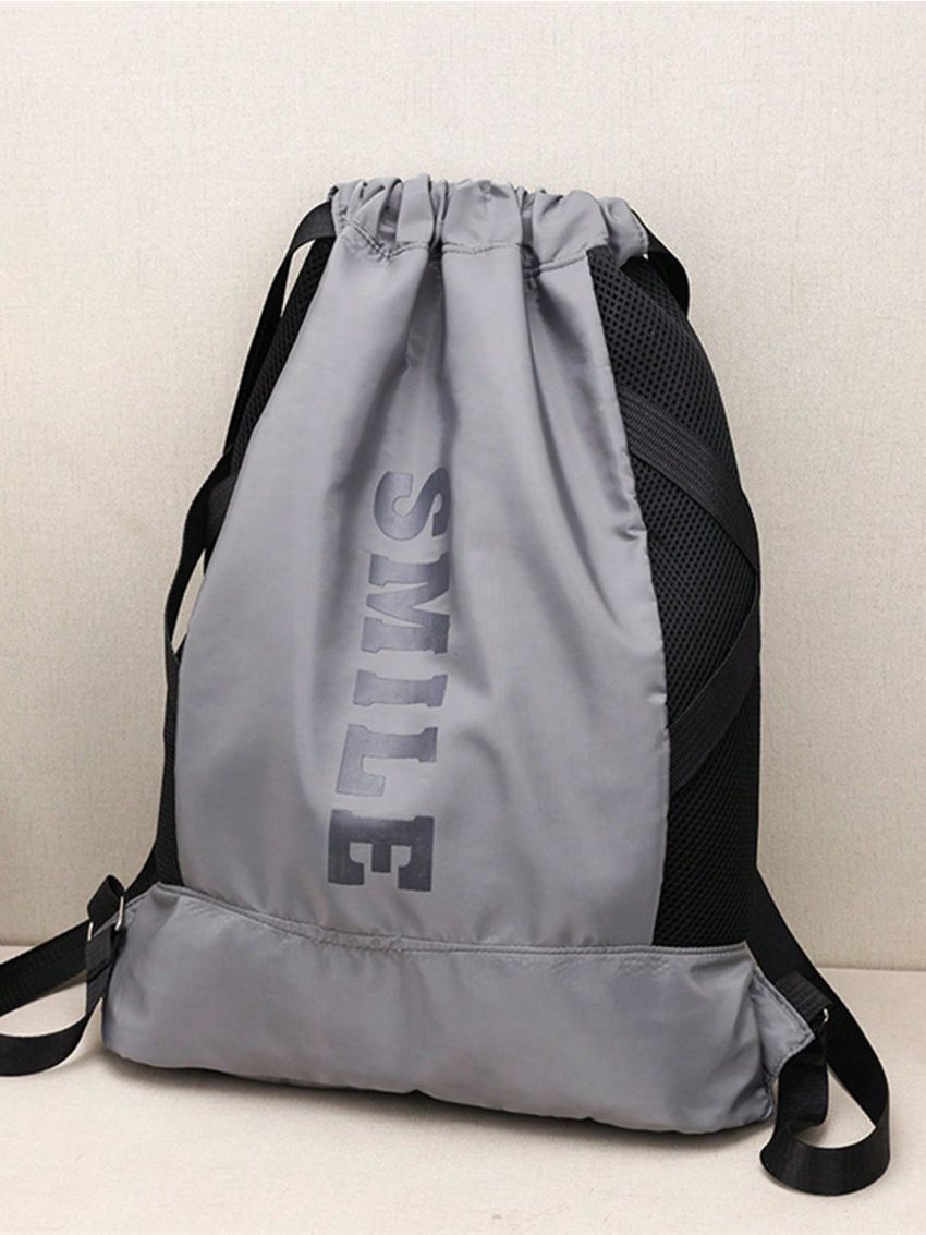 Letter Graphic Drawstring Backpack Nylon