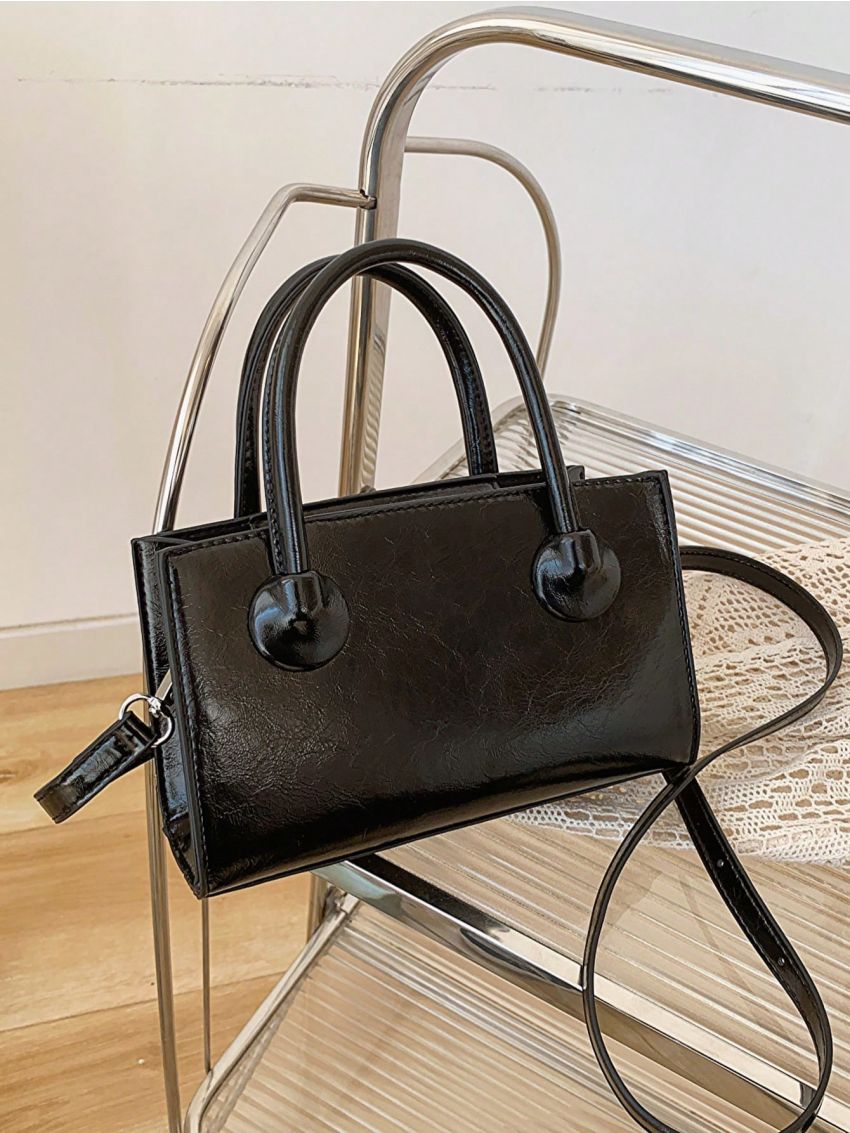 Mini Square Bag Double Handle PU Minimalist