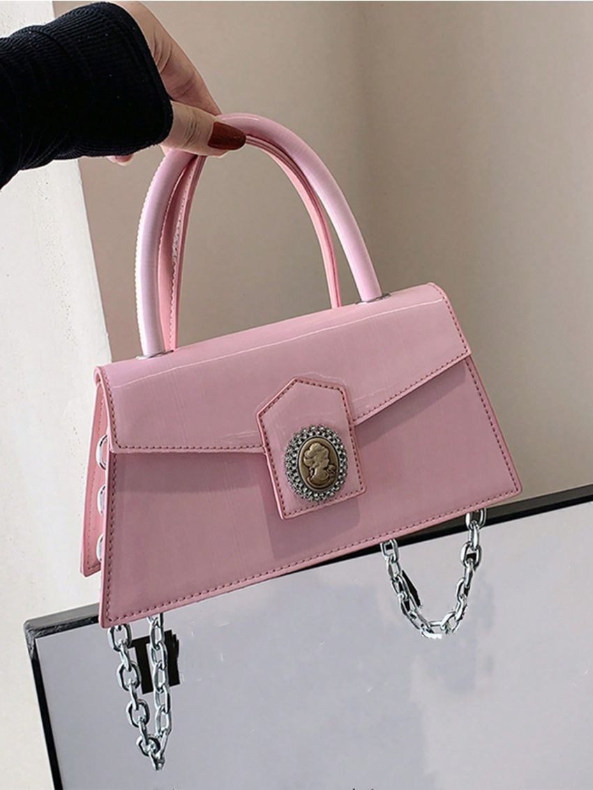 Rhinestone Decor Square Bag PU Figure Detail