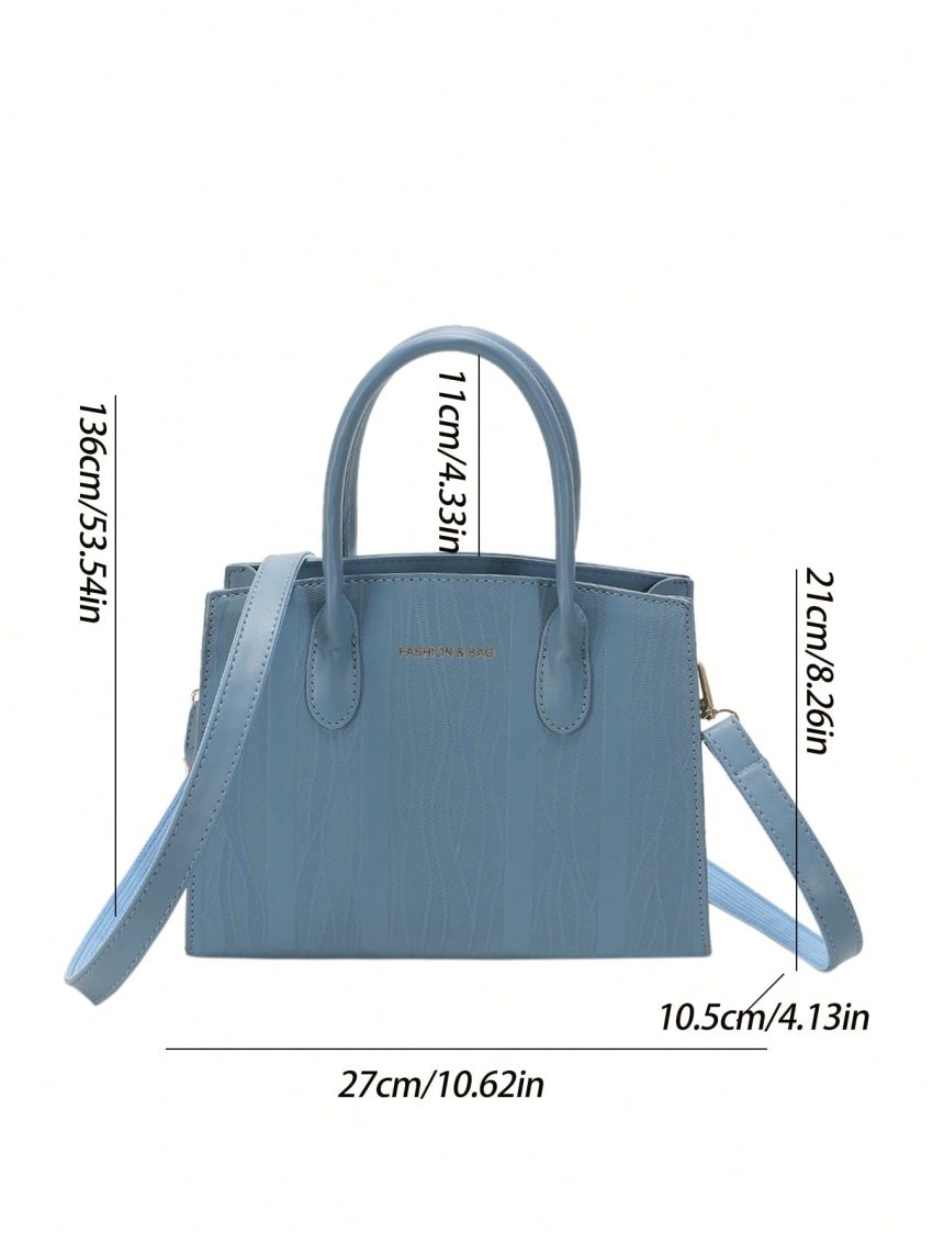 Embossed Detail Square Bag PU Blue