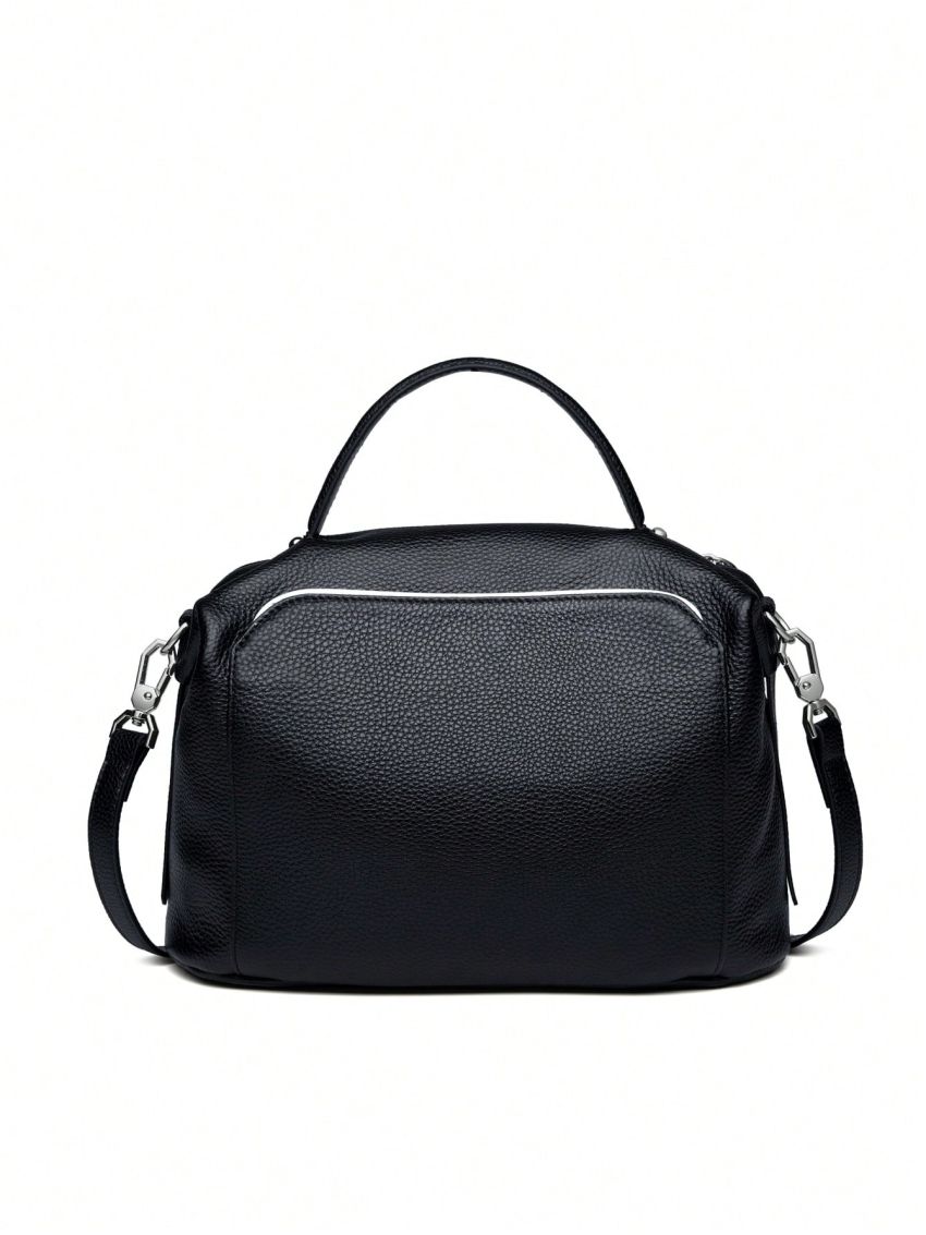 Genuine Leather Medium Square Bag Snakeskin Print Top Handle For Daily