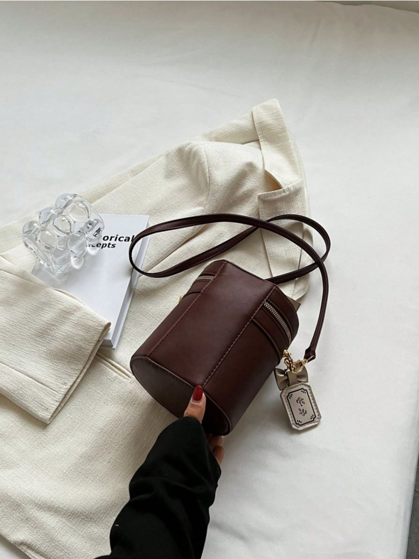 Mini Bucket Bag Bow & Letter Patch Decor