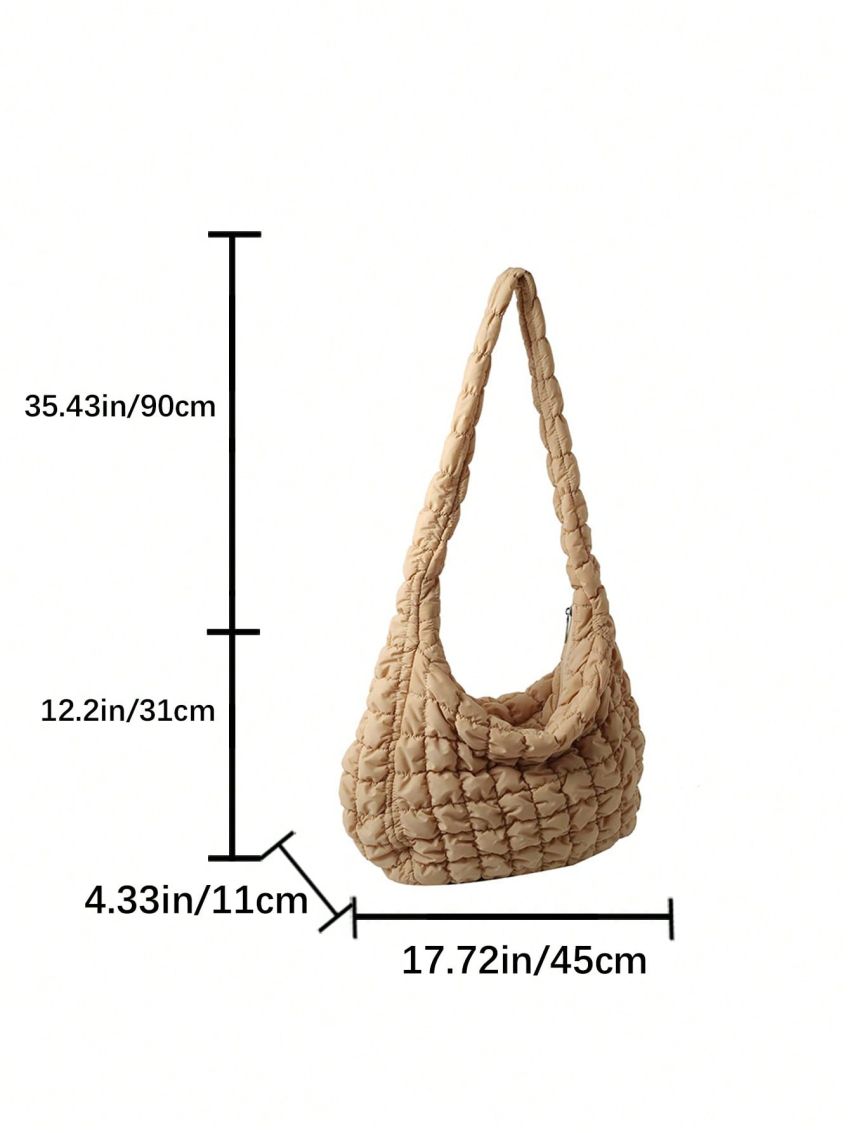 Oversized Ruched Bag Quilted Pattern Minimalist