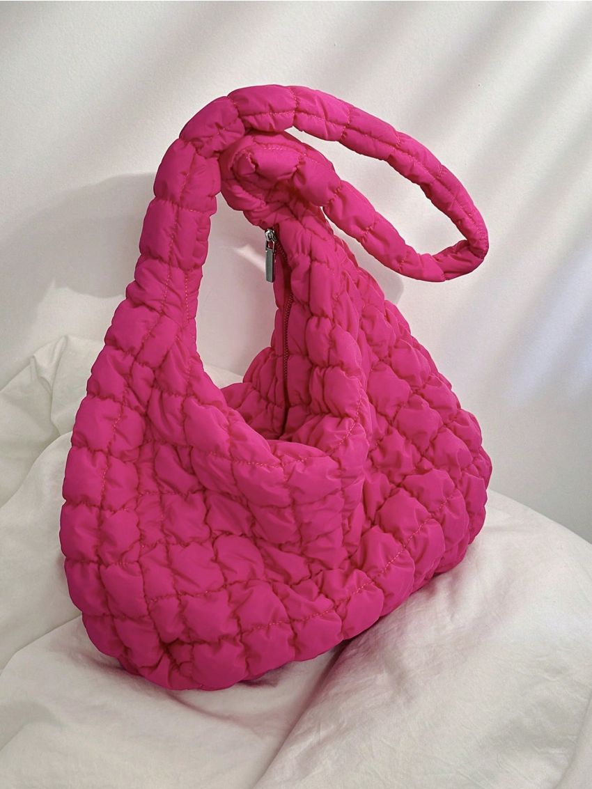 Oversized Ruched Bag Quilted Pattern Minimalist