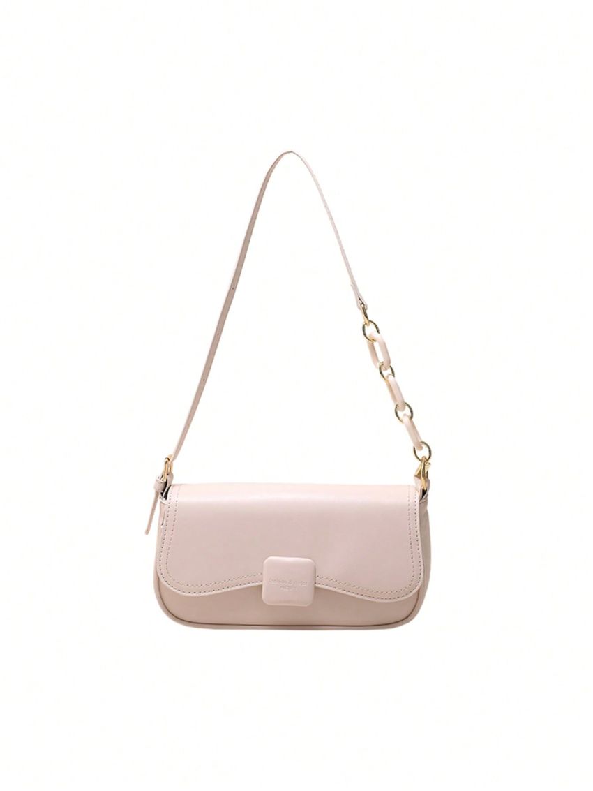 Medium Flap Baguette Bag Elegant PU