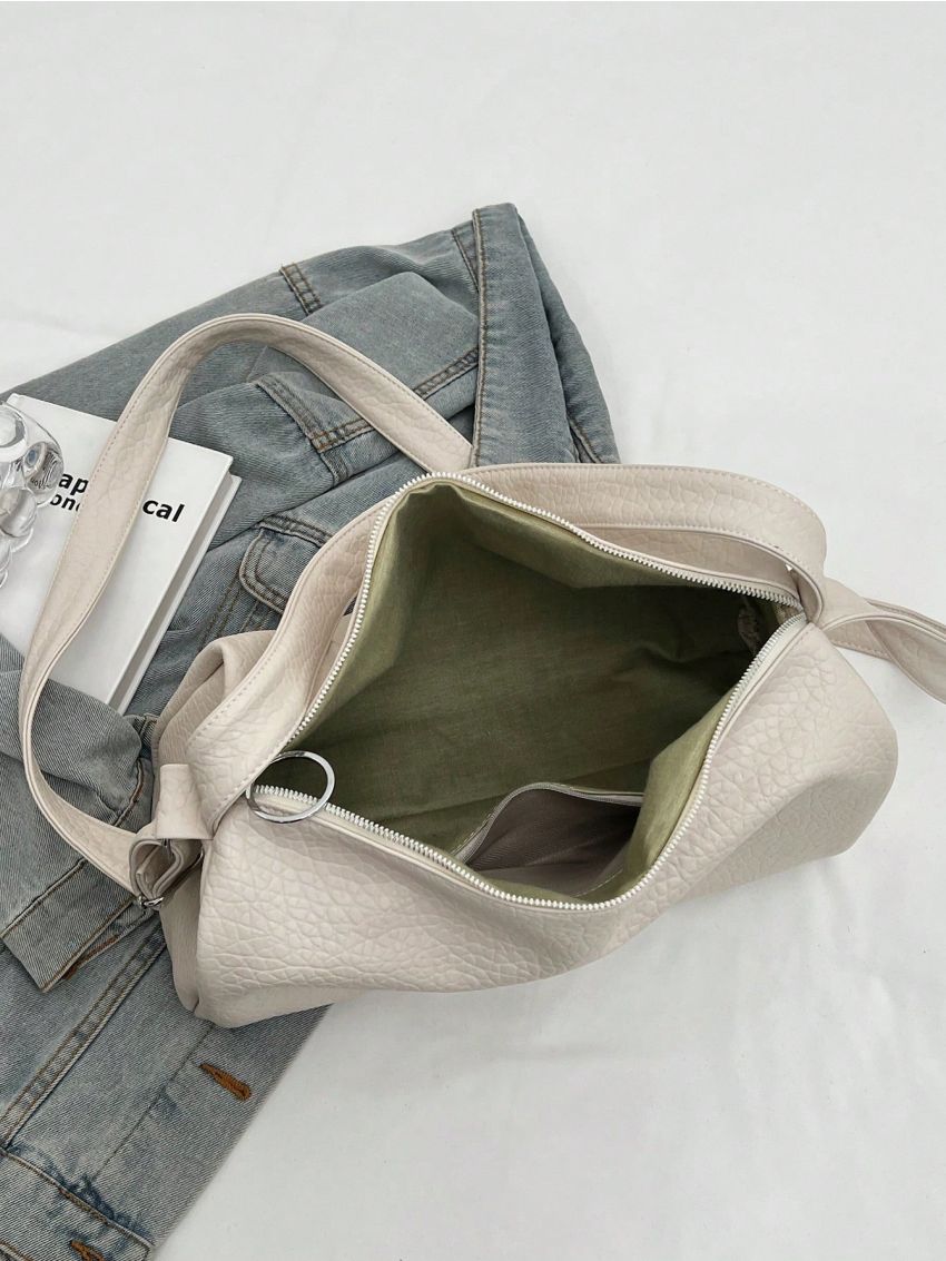 Large Hobo Bag Embossed Detail Minimalist