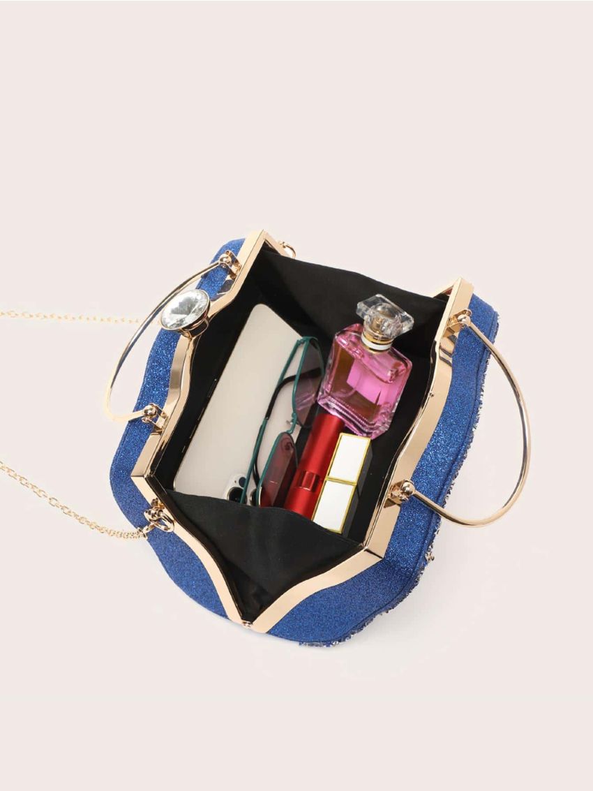 Small Box Bag Rhinestone Decor Chain Strap