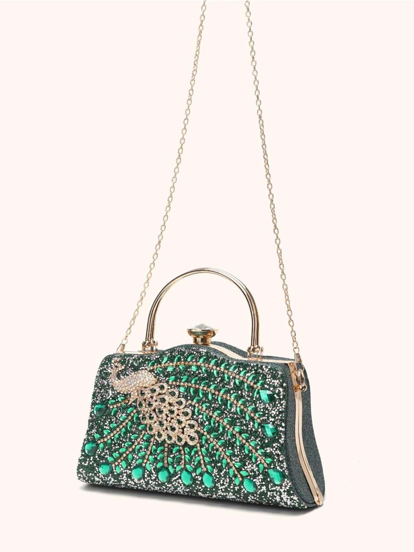 Small Box Bag Rhinestone Decor Chain Strap