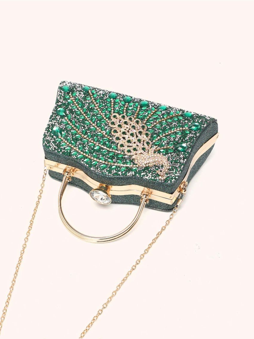 Small Box Bag Rhinestone Decor Chain Strap