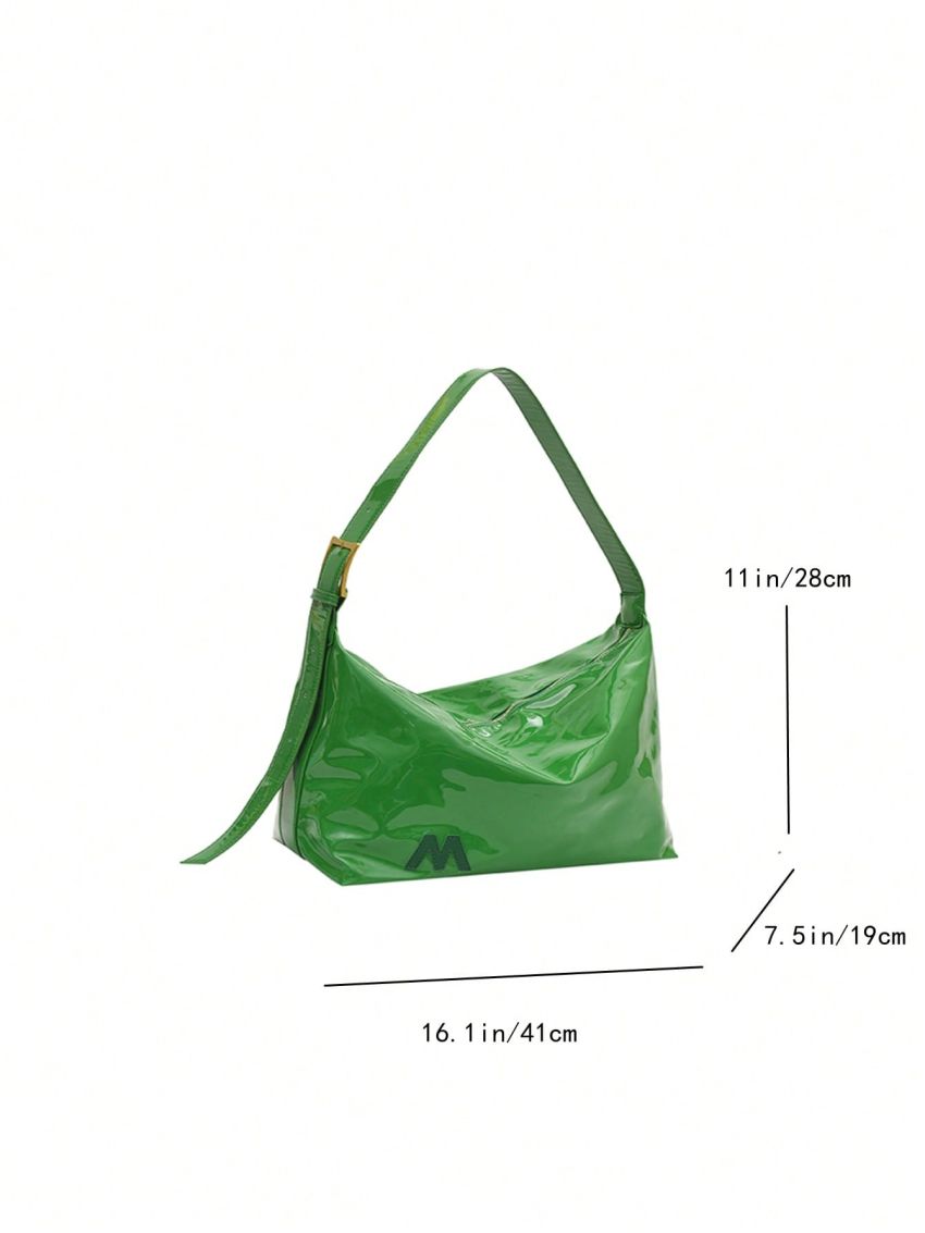 Oversized Hobo Bag Artificial Patent Leather