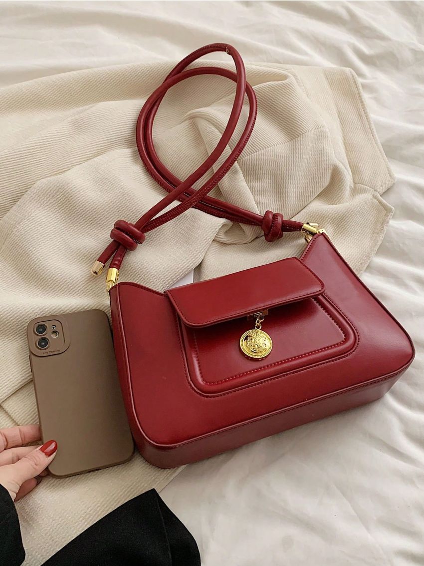 Metal Decor Hobo Bag Medium Flap