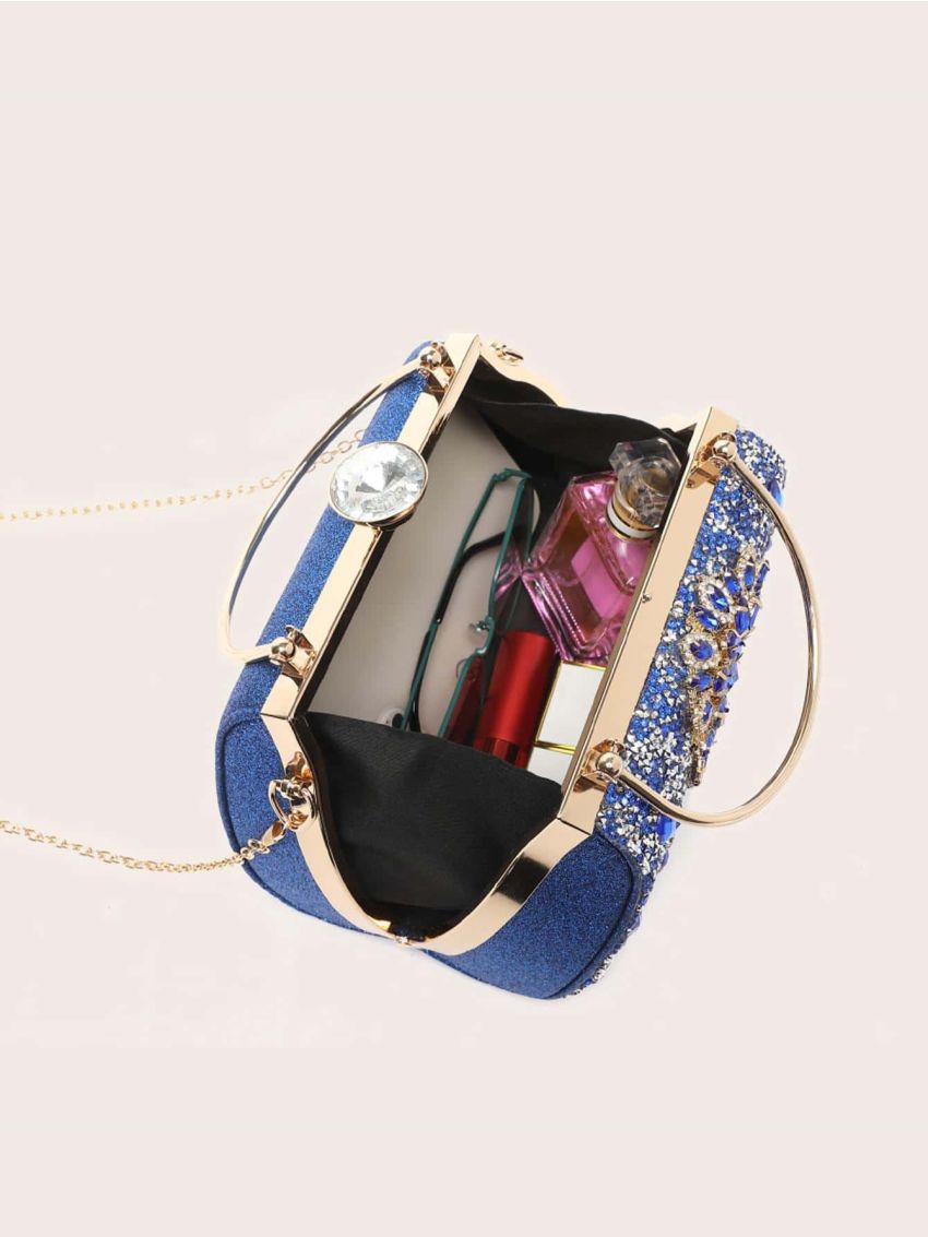 Small Box Bag Rhinestone Decor Chain Strap