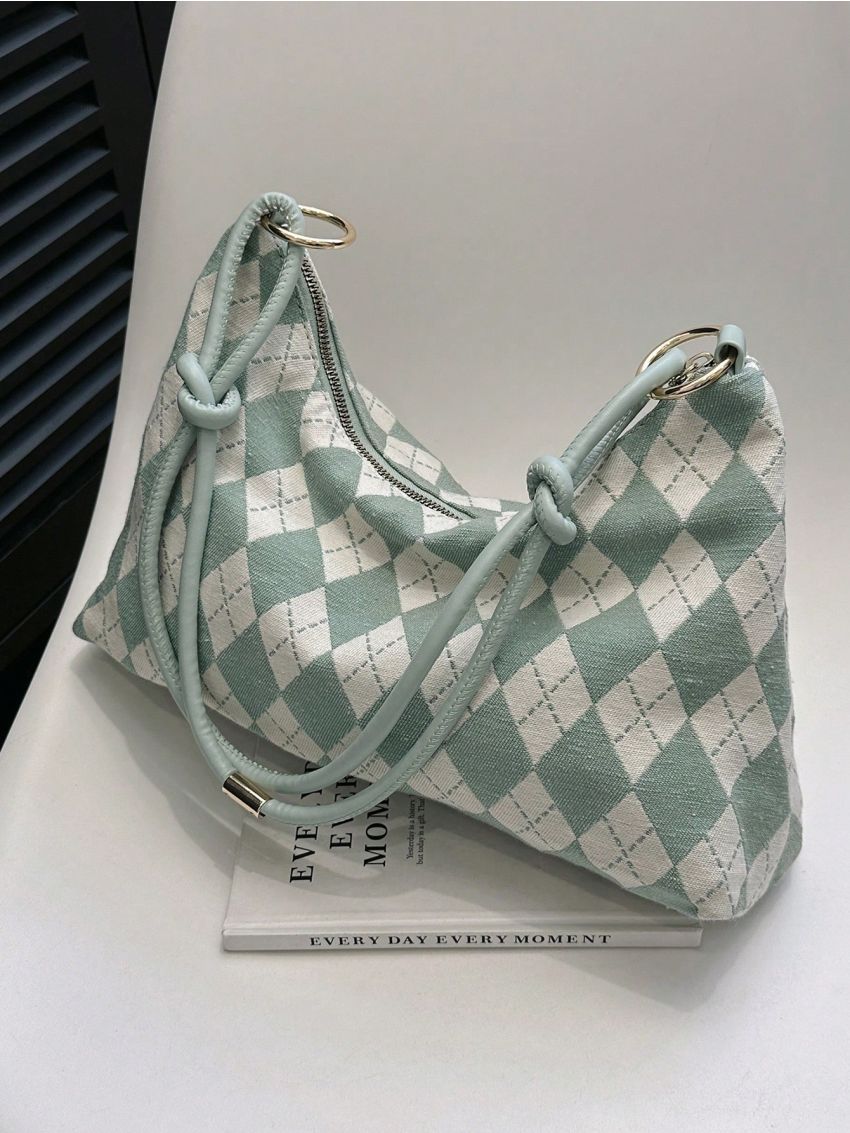 Medium Hobo Bag Argyle Pattern