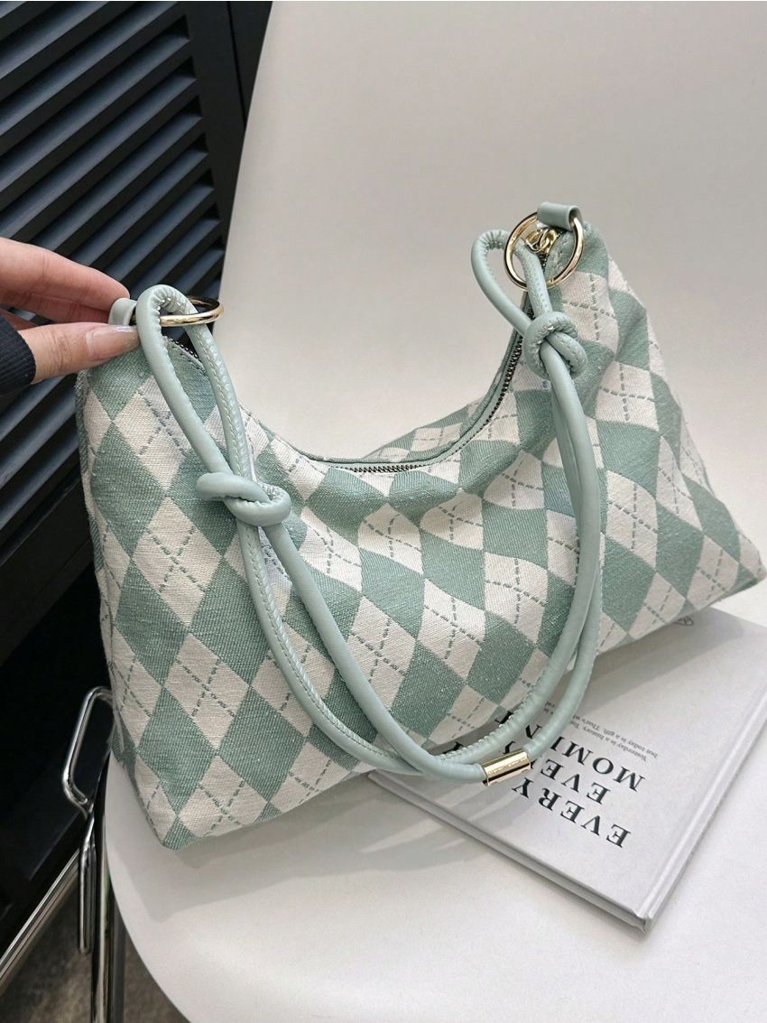Medium Hobo Bag Argyle Pattern