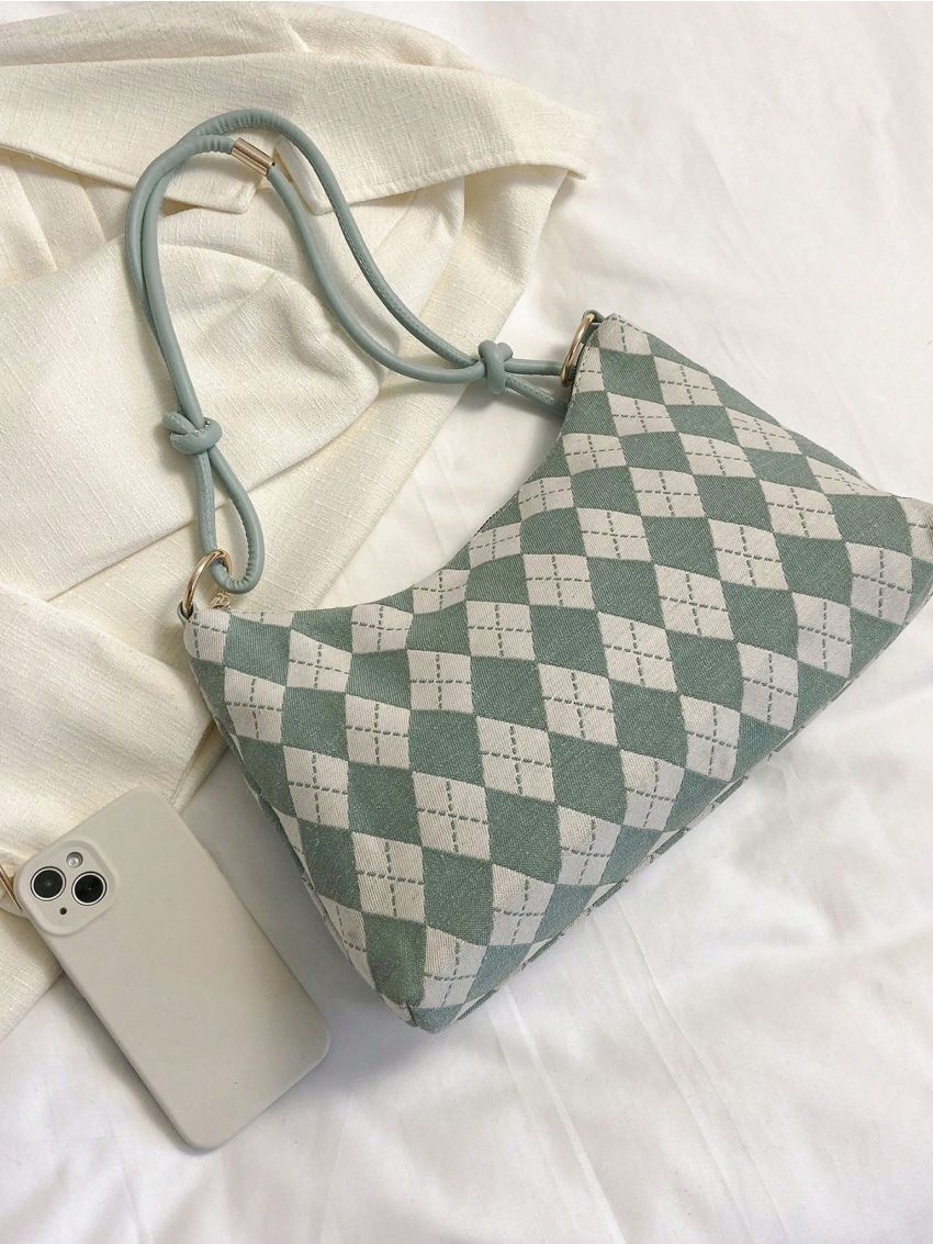 Medium Hobo Bag Argyle Pattern