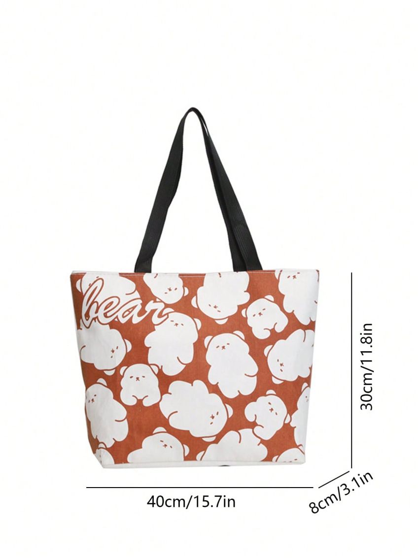 Large Capacity Shopper Bag Colorblock Letter Print