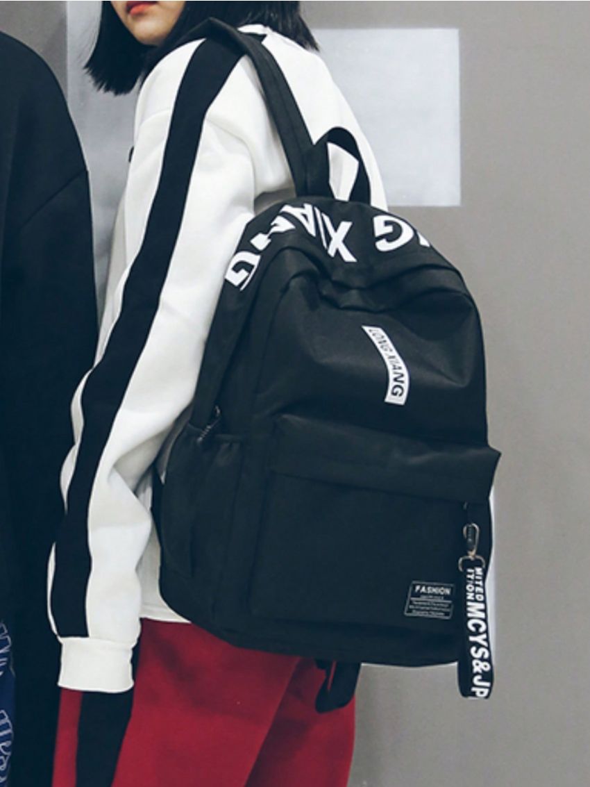 Casual Backpack Women Men Travel Bag Fashion High Capacity Solid Color Zipper Student School Bag