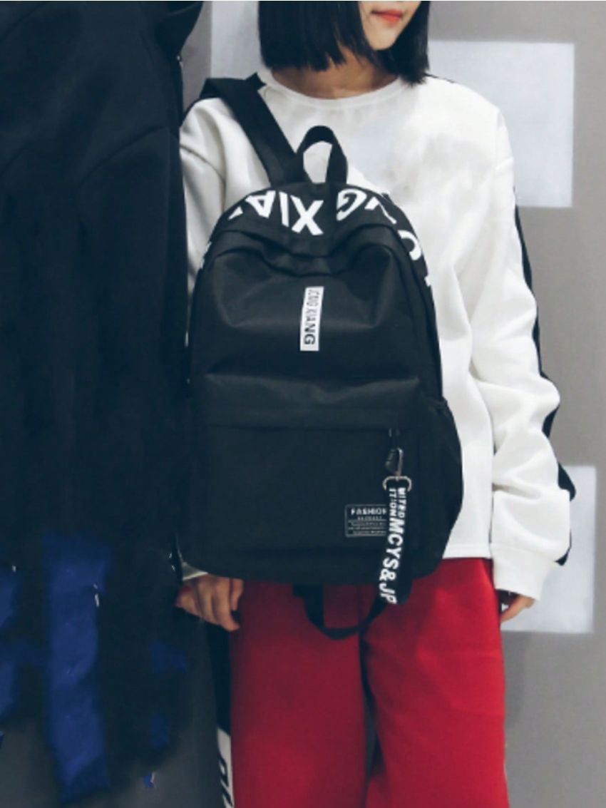 Casual Backpack Women Men Travel Bag Fashion High Capacity Solid Color Zipper Student School Bag