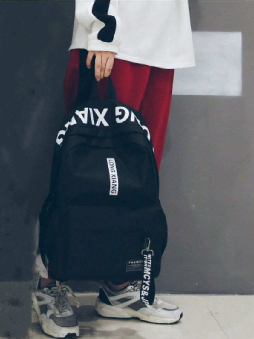 Casual Backpack Women Men Travel Bag Fashion High Capacity Solid Color Zipper Student School Bag