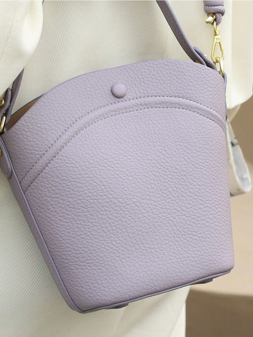 Mini Bucket Bag Top Handle Solid Color