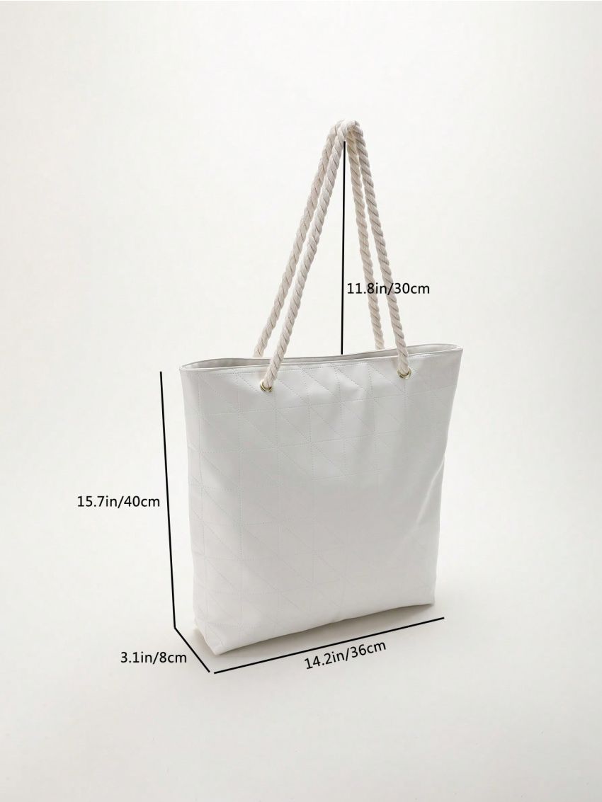 Medium Tote Bag Stitch Design Solid Color