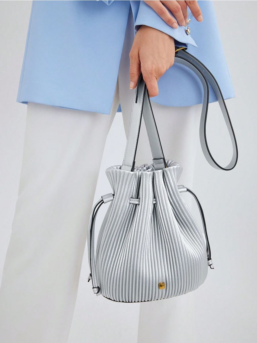 PREMIUM METALLIC DRAWSTRING DESIGN BUCKET BAG