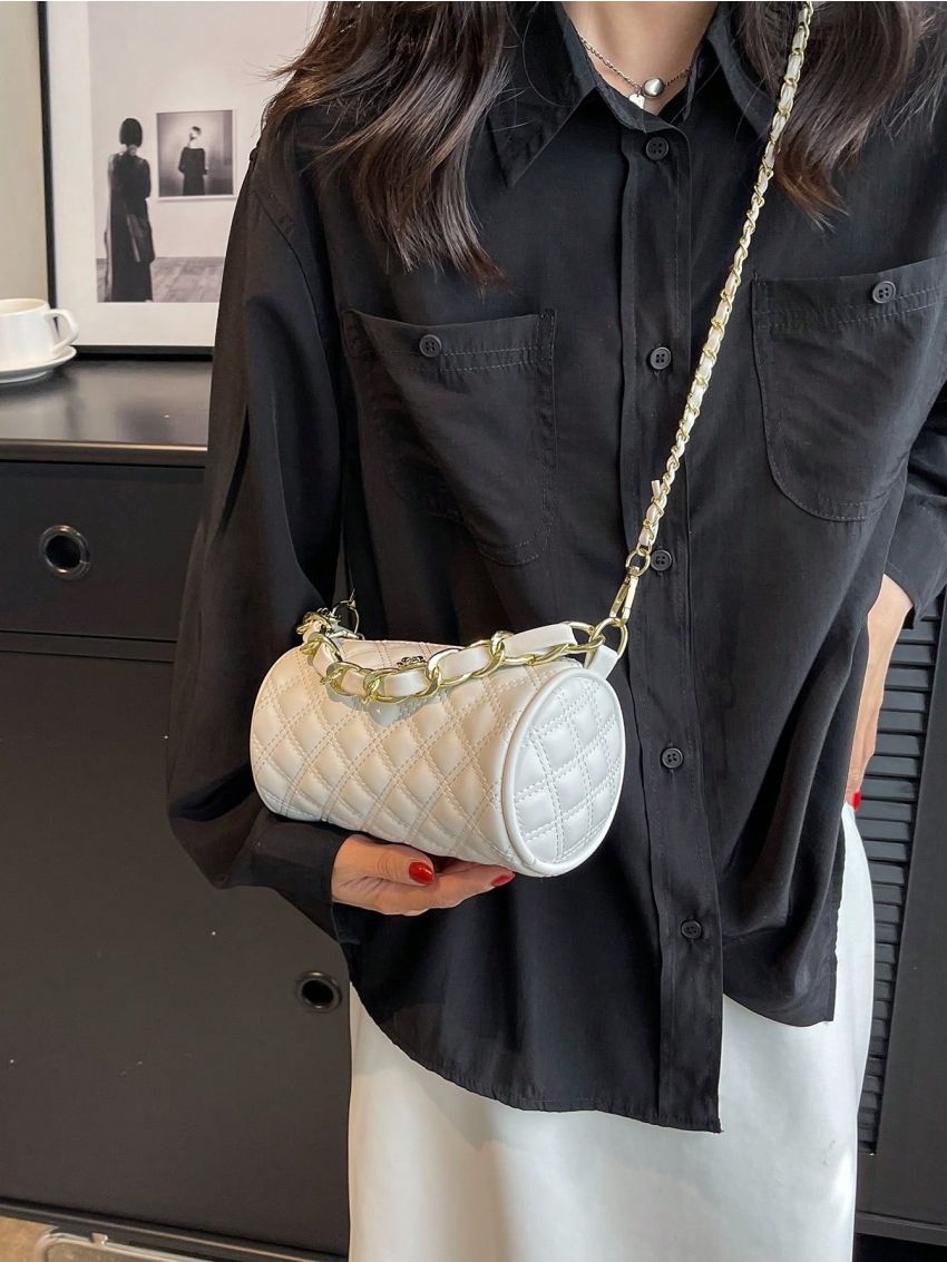 Quilted Bucket Bag Mini Chain Strap